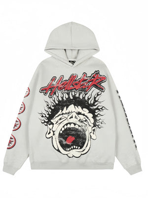 Parody Big Mouth Personalized Prints Plush Graffiti Hooded Sweatshirt