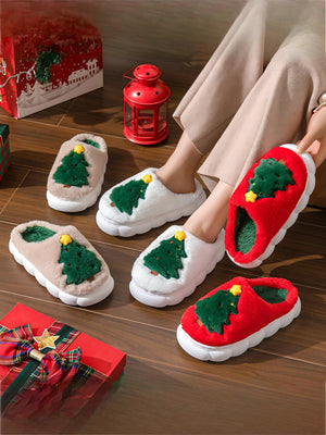Christmas Tree Colorblock Platform Slippers