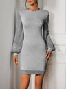 Crew Neck Style Sequins Splicing Parties Grace Leisure Hip-hugging Mini&Short Dresses