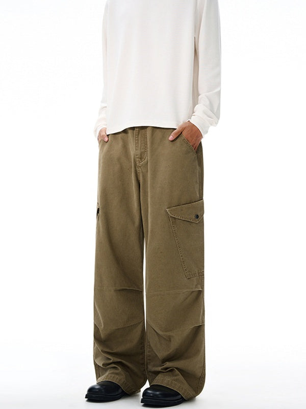 Liber Autumn Neutral wear Multiple pockets Solid Color Cargo Trousers