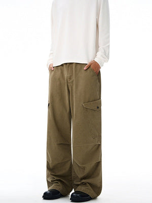 Liber Autumn Neutral wear Multiple pockets Solid Color Cargo Trousers