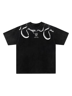 Spirit Snake Printed Loose-fit Washed T-shirts