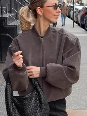 Regular Zipper Suede Jacket