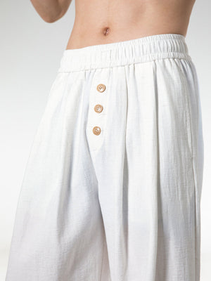 【EXPÉDITION NORMALE】Pantalon ample et droit en imitation coton et lin