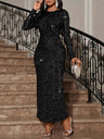 Long-sleeved Black Formal Dinner Long Dress