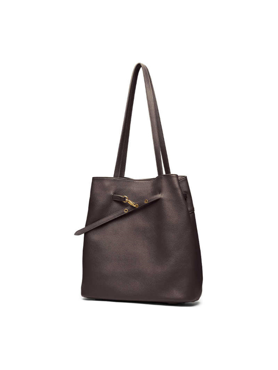 Straight-on Small And Soft Bucket Bag, Large Size, Top-grain Cowhide, Shoulder Bag, Large Capacity Tote Bag For Women.