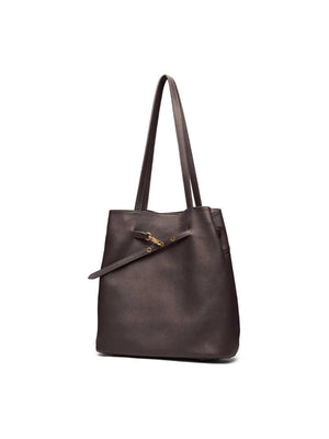 Straight-on Small And Soft Bucket Bag, Large Size, Top-grain Cowhide, Shoulder Bag, Large Capacity Tote Bag For Women.