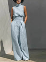 Turtleneck Simplicity Jacket High Waist Wide-leg Pants Set 2-piece Sets
