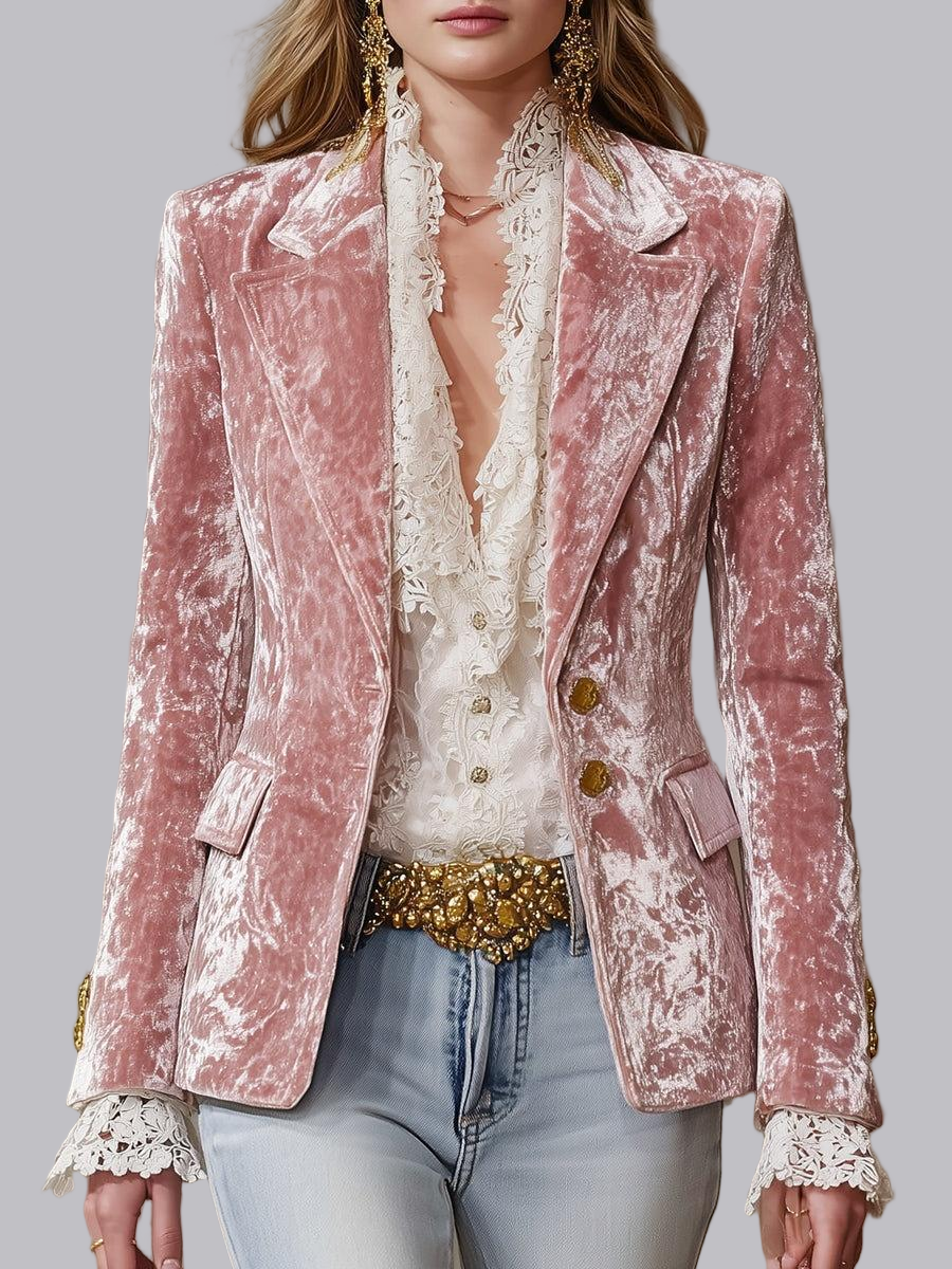 Blazers en velours à manches longues et coupe ajustée