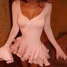 Bell-sleeved Fitted Waist Short Skirt