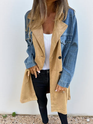Liber Autumn Women's Buttons Color matching Trench Coats