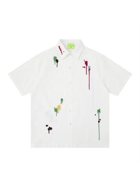 Splashing Ink Embroidery Loose-fit Vibe Shirts