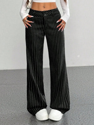 Slim Fit Stripes Trumpet Pants