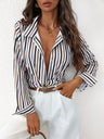 Two-tone Stripes Grace Long Sleeves Shirts