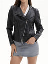 Zipper Studs Slim Fit Short Jackets