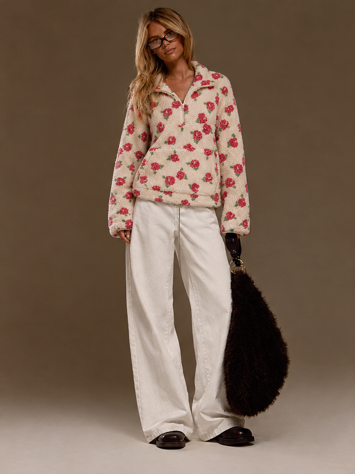 Fleece Floral Fashion Warm Fleece Sweatshirt