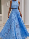 Floral Cutout Sleeveless Top And A-line Skirt Two-piece Vacation Set