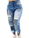 Hole Graffiti Distressed Pencil Pants Jeans