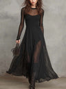 Mesh Splicing Queue Maxi Dresses