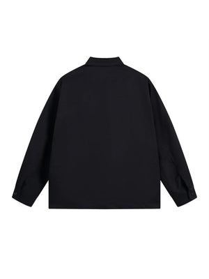 Retro Graffiti Letter Print Loose Lapel Long-sleeved Shirt