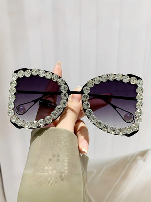 Rhinestone Full-rimmed Irregular Sunglasses
