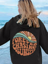 Forever Chasing Sunsets Loose Casual Hooded Sweatshirt