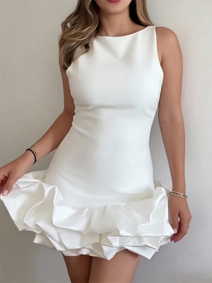 Wood Ear Splicing Flower Bud Skirt Mini&Short Dresses