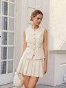 Sleeveless Vests Pleated Midi Skirt Commuting Set 2-piece Sets