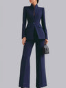 Single-button Blazer Long Suit Pants 2-piece Sets