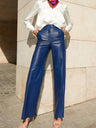 Leather Stitching High-waisted Hip Lift Straight-leg Pants Pants