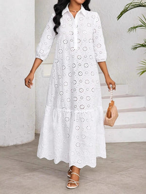 Loose-fit Trim Hollow Midi Dresses