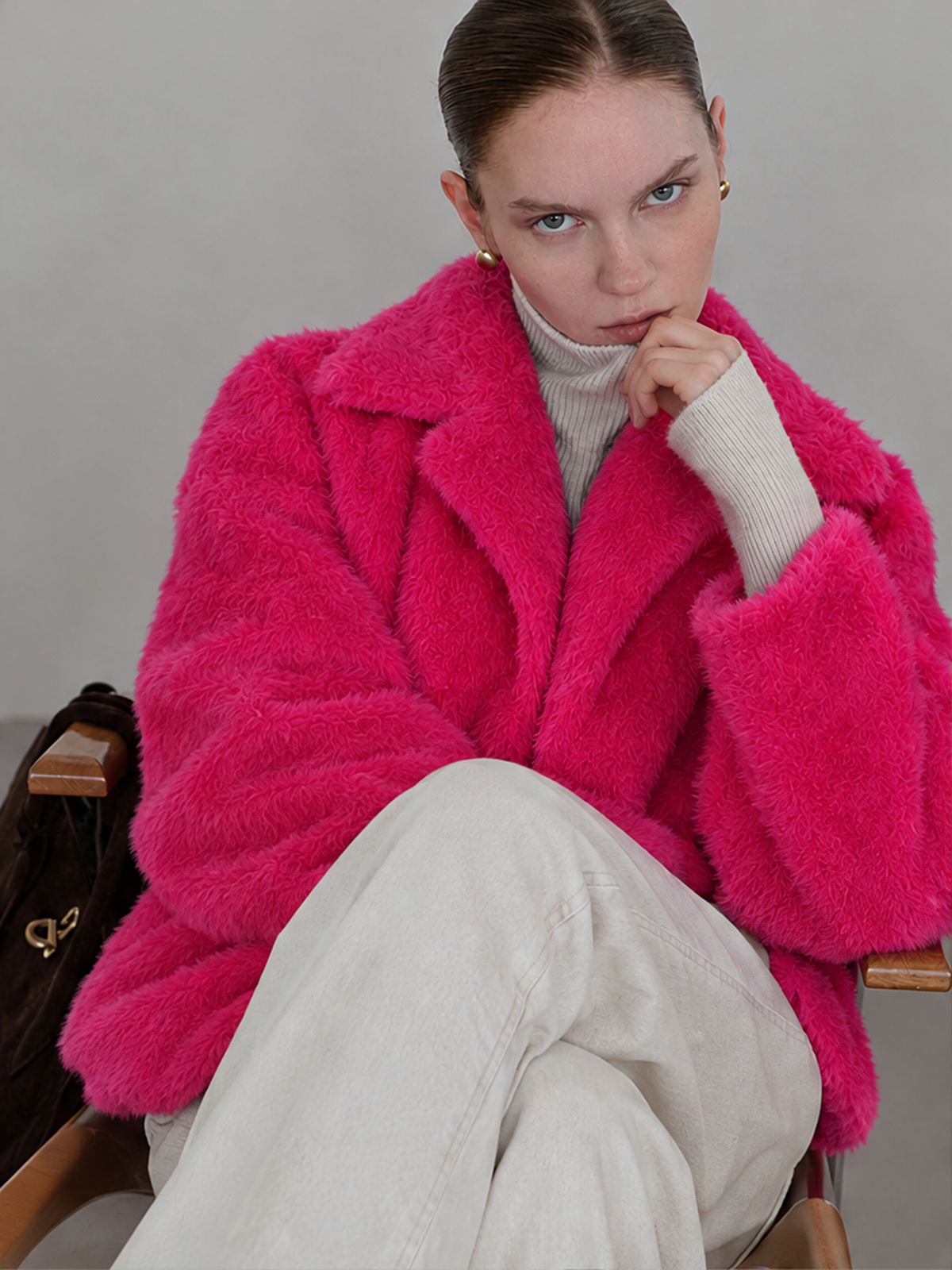Loose-fitting Faux Fur Cardigan Short Jacket Fleece Coat