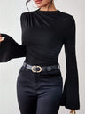Design-forward Flared Sleeve Stand Collar Slim Fit T-shirt