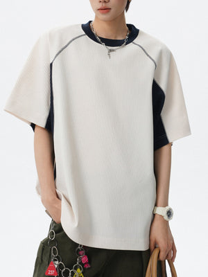 Color-blocked Leisure Loose-fit T-shirts