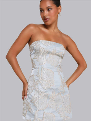 Brokat-Jacquard-Tube-Top-Partykleider, Mini- und kurze Kleider