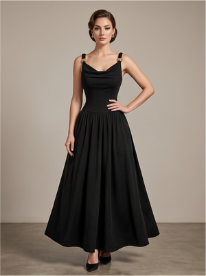 Black Metallic Embellished Spaghetti Strap Maxi Dress