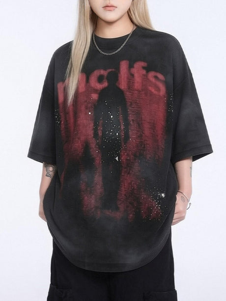 Retro Washed Illusory Silhouette BF Loose-fit T-shirt