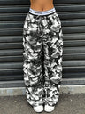 Camouflage Elastic Waistband Lace Up Pants