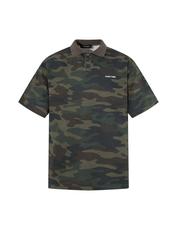 Camouflage Color-blocked Loose-fit Polo
