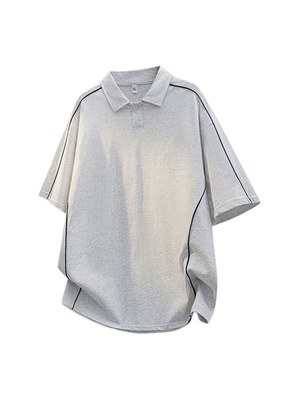 Stripes Patchwork Breathable Loose-fit POLO Shirt