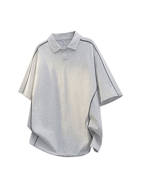 Stripes Patchwork Breathable Loose-fit POLO Shirt