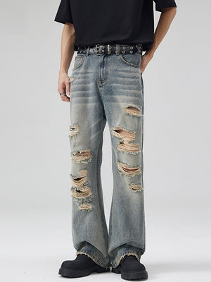 Hiphop Distressed Heavy Industry Hole Jeans