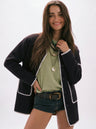 Retro-style Color-blocked Loose Single-breasted Fleece Jacket