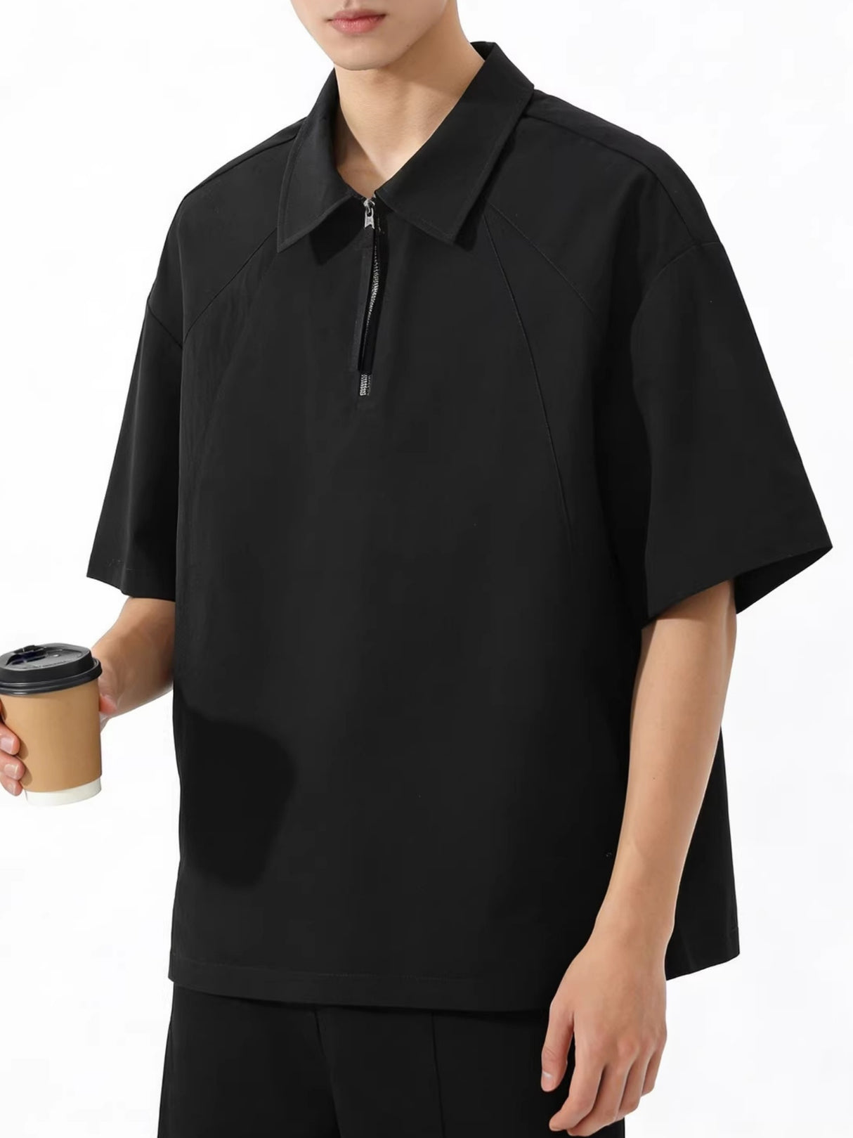 Cotton And Linen Breathable Pleated POLO Shirt