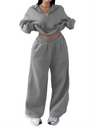 Half-open Pullover Sweatshirt And Trousers Two-piece Set