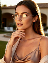 White-framed Gold Eyeglasses