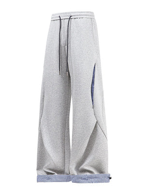 Plaid Color-blocked Patchwork Pants