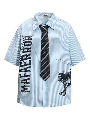 Letter Vertical Stripe Shirts