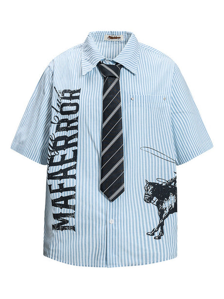 Letter Vertical Stripe Shirts