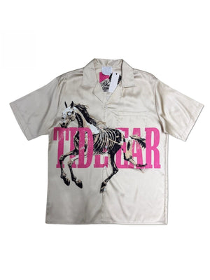 Skeleton Horse Satin Cuban Territory Shirts